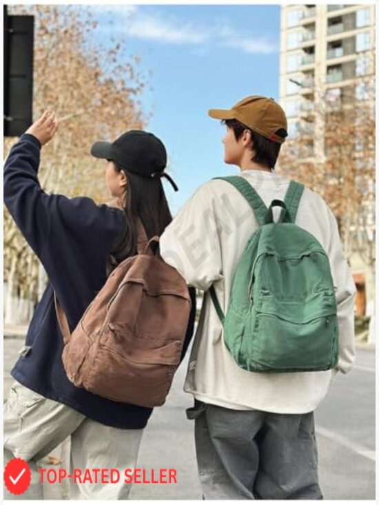 Canvas Backpack Vintage College Laptop Bag Hippie Grunge Casual Travel Rucksack main image 7